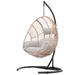 Outdoor Swing Egg Chair Wicker Swing Chair Outdoor Garden Leisure Rocking Chair with Beige Removable Seat Cushion