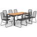 Latitude Run® Rectangular 8 - Person 72.64" Long Outdoor Dining Set Wood/Wicker/Rattan in Black/Brown | 72.64 W x 35.43 D in | Wayfair