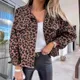 Deeptown Vintage Leopard Denim Jacket Women Animal Print Oversized Streetwear Y2k 2024 New Spring