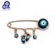 Lucky Eye Feet Charm Blue Turkish Evil Eye Brooch Pin Copper Gold Color Brooch Clothes Clips for
