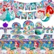 The Little Mermaid Princess Ariel Birthday Party Decorations Paper Napkin Cup Plate Tablecloth Party