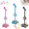 Children's Microphone Musical Instrument Toy with Stand LED Light Karaoke Bracket Brain Training