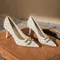 Office With Medium Heels Black Shoes For Women 2024 White Luxury Leather Casual Formal Ladies Summer