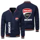 Ducati Printed Baseball Jacket Round Neck Threaded Top Jacket Women's Oversized Bomber Jacket