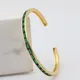 New Arrival Luxury Rainbow Crystal Bangles For Women 18K Gold Plated Cubic Zircon Open Cuff Bangle