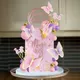 Pink Purple Balls Cake Toppers Butterfly Cake Decorations Happy Birthday Cake Topper for Wedding