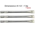 3 Pack Grill King 12411 BBQ Parts Gas Grill Replacement 16.5 Inch Straight Stainless Steel Burner