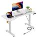 Inbox Zero 48" Electric Height Adjustable Standing Desk w/ Charging Station, Lockable Casters Wood/Metal in Brown/Gray/White | 48 W x 24 D in | Wayfair