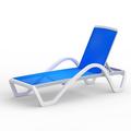 Latitude Run® Patio Chaise Lounge Adjustable Aluminum Pool Lounge Chairs w/ Arm All Weather Pool Chairs For Outside in Blue | Wayfair