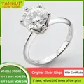 YHAMNI 0.5/1.0 Carat Moissanite Diamond Ring Original Solid 925 Silver Engagement Ring Classic Round