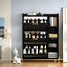 17 Stories 18 Pair Shoe Storage Cabinet w/ Open Storage Manufactured Wood in Black | 46.25 H x 35.43 W x 9.44 D in | Wayfair