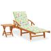 VidaXL Patio Sun Lounger w/ Table & Cushion Solid Acacia Wood Wood/Solid Wood in Brown/White | 33.5 H x 26.4 W x 78.7 D in | Wayfair 3061629