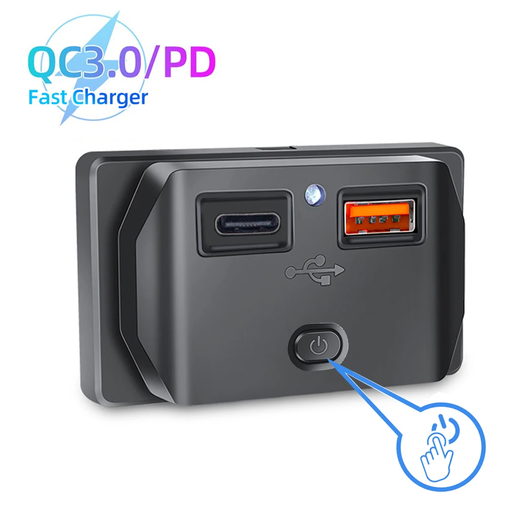 Schnell lade buchse pd Typ c qc 3,0 USB mit Schalter geeignet für 12V 24V Auto Motorrad RV Boot Image