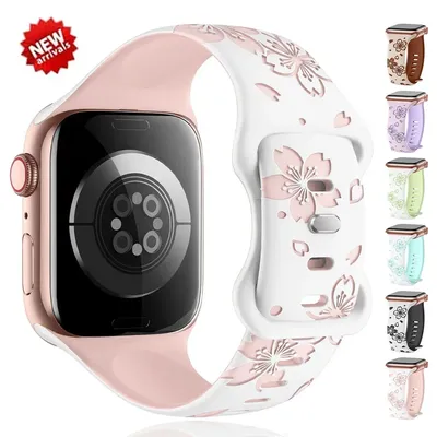 Weiches Silikonarmband für Apple Watch 40 mm 41 mm 44 mm 45 mm 46 mm 49 mm Damenarmband für Iwatch Image