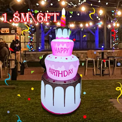1 8 m \ 6ft Geburtstags torte aufblasbare Spielzeug dekoration mit LED-Lichtern für Geburtstags