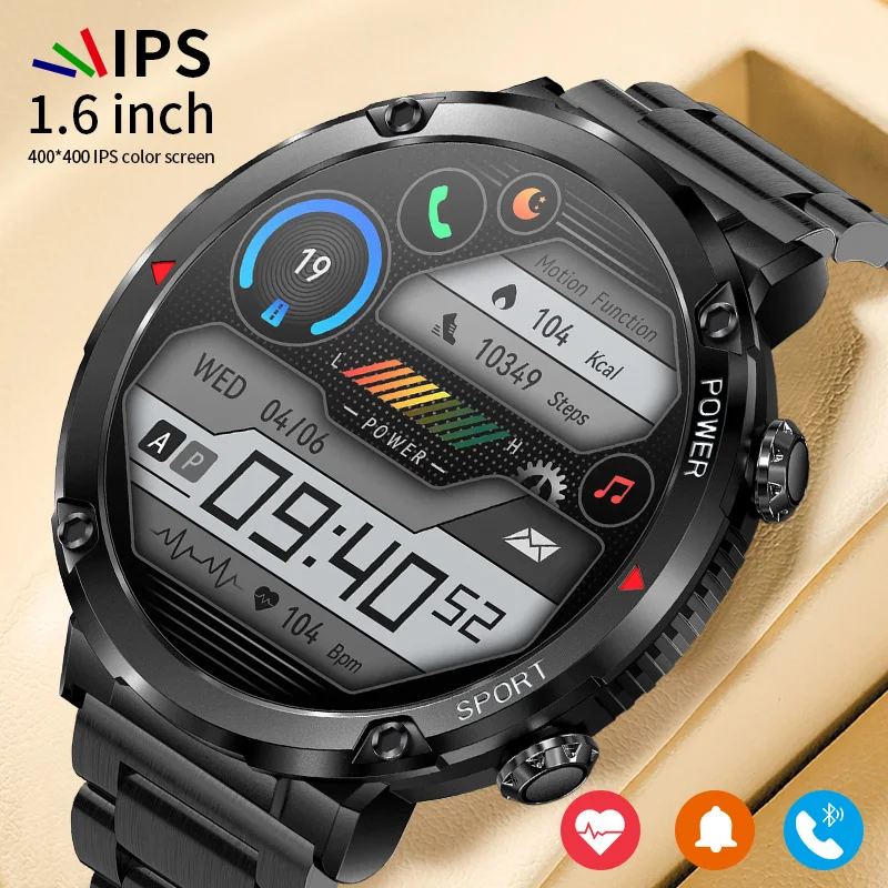 Lige neue Smartwatch Männer 1,6 Zoll Full-Touch-Armband Fitness-Tracker Sport uhren Bluetooth-Anruf Smart Clock Männer Smartwatch Image
