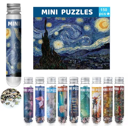 16 Stil 150pc Mini Kinder Puzzles für Erwachsene Mikro Puzzle Reagenzglas winziges Puzzle heraus