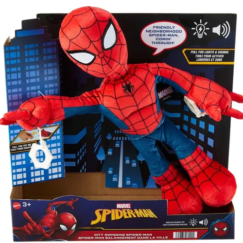 30cm Wunder Spider-Man Plüsch interaktive Sound Licht Stofftier Puppe große Stadt schwingen