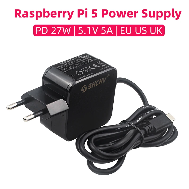 Raspberry Pi 5 Netzteil PD 27 W 5,1 V 5 A USB Typ-C Netzteil EU US UK Stecker für RPI 5 Pi5 Image