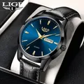 Lige Mode Luxus Quarz Mann Uhr lässig klassische Leder armband Uhren Männer Armbanduhr wasserdicht