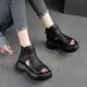 Nuovi sandali da donna scarpe con tacco alto romano da donna Vintage in vera pelle con fondo spesso