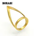 Bague en or BORASI pour femme 32mm de large grand anneau exagéré en acier inoxydable bagues pour