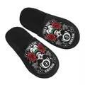 Pantoufles Rock Skull Rockabilly personnalisées pour femmes chaussons de motard rétro chaussures