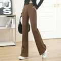 Pantalon évasé taille haute pour femme pantalon slim élastique pantalon cloche décontracté design
