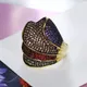 Bunte Kristall großen Ring Bijuteria Feminina Modeschmuck Gold mehrfarbige Rings für Party atember