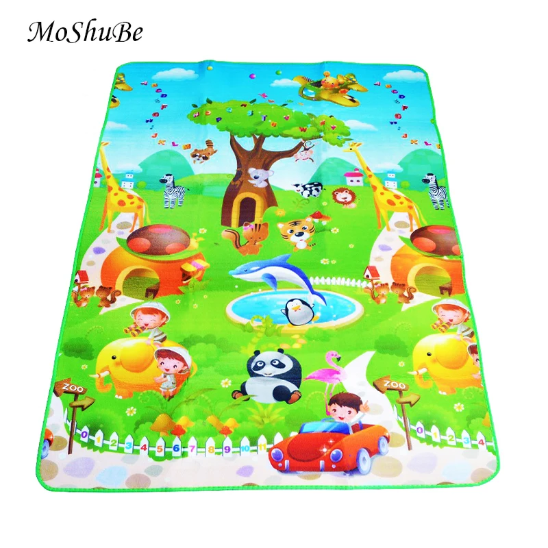 Baby-Spiel matte 180*120*0,5 cm Doppelseite Dinosaurier Tier Auto Kinder Boden teppich Kinder kriechende Teppiche Baby Game Pad Fitness-Kissen Image