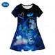 Lilo & Stitch Kleid mit gekräuselten Kanten für Kinder und Mädchen im Alter von 4-14 Jahren