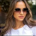 Lunettes de soleil carrées sans monture pour dames lunettes de mode de luxe lunettes de soleil