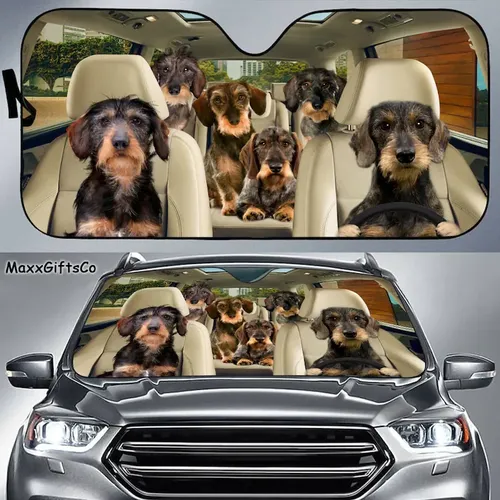 Draht haarige Dackel Auto Sonnenschutz Hunde Windschutz scheibe Hunde Familie Sonnenschirm Hund