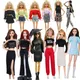 30cm Puppe Outfits Für Barbie Kleidung Set Puff Hülse Hemd Rock Shorts Hahnentritt Plaid Kleidung