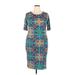 Lularoe Casual Dress - Bodycon: Teal Aztec or Tribal Print Dresses - Women's Size 2X