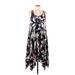 Simply Vera Vera Wang Casual Dress - Midi: Black Floral Dresses - Women's Size Medium