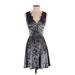Design Lab Lord & Taylor Casual Dress - A-Line: Gray Damask Dresses - Women's Size Small