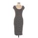 Ecote Casual Dress - Midi Scoop Neck Short sleeves: Gray Solid Dresses - Women's Size Large