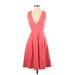 Cynthia Rowley TJX Casual Dress - Fit & Flare: Pink Solid Dresses - Women's Size 2