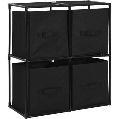 Vidaxl - Lagerschrank mit 4 Stoffkörben Schwarz 63×30×71 cm Stahl