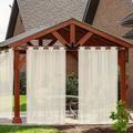 Rideau extérieur pour terrasse, rideaux semi-transparents aspect lin blanc, voile filtrant la lumière imperméable, rideaux à œillets extérieurs pour pergola, balcon, piscine intérieure