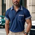 Homme Polo d'affaires Tee Shirt Golf Travail Casual Revers Col polo côtelé Manche Courte basique Moderne Bloc de couleur Patchwork Bouton Printemps été Standard Blanc vanille Noir bleu marine Polo