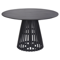 Esstisch Schwarz Akazienholz Rund ⌀ 120 cm für 4 Personen Modern Holztisch Säulentisch Esszimmer Küche Wohnküche