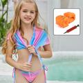 Girls Beach Cover Up Vacation Split Swimsuit Gradient Color Bikini Three Piece Children's Swimsuit with Arm Floater Pump