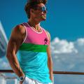 Color Block Coconut Palm Fashion Outdoor Casual Men's 3D Print Tank Top Vest Top Undershirt Street Casual Daily T shirt Light Blue Pink Sleeveless Crew Neck Shirt Spring Summer Clothing Apparel S M