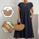 Women's Matching Sets Casual Dress Cotton Linen Dress Swing Dress Jewelry Sets Bracelets Bag Outfit 3pcs Basic Classic Plain Outdoor Short Sleeve Summer Spring Crew Neck Pocket