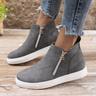 Women's Sneakers Platform Sneakers Daily Flat Heel Round Toe Casual Suede Zipper Green Gray