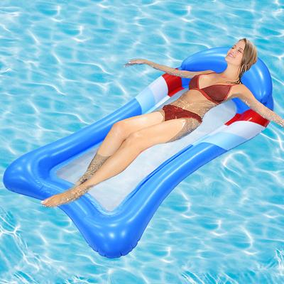 Pvc Inflatable Floating Row In Swimming Pool Foldable Water Net Fabric Striped Hammock Adult Amusement Lounge Chair Floating Bed