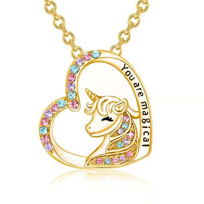 Unicorn Necklace Cute Colorful Diamond Accessories Necklace Gift