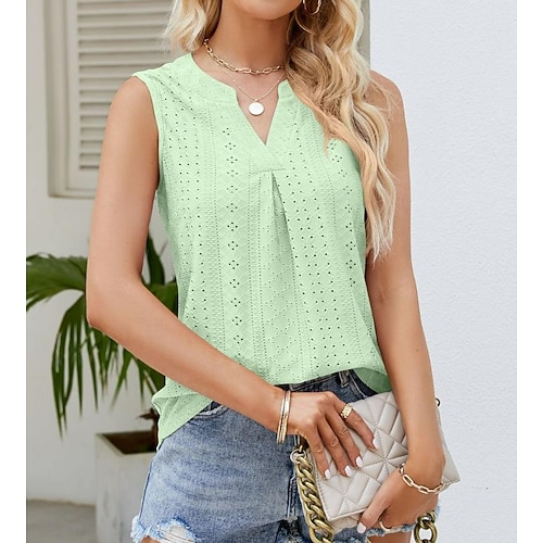 Damen Camisole Tank Top Rundhals Weiß Pink Lila Grün Sommer Image